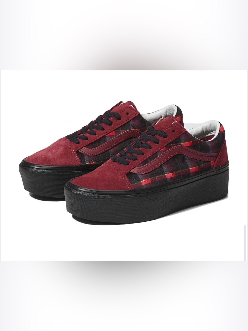 Vans Women's Velvet Plaid Platform Sneakers with Black Sole